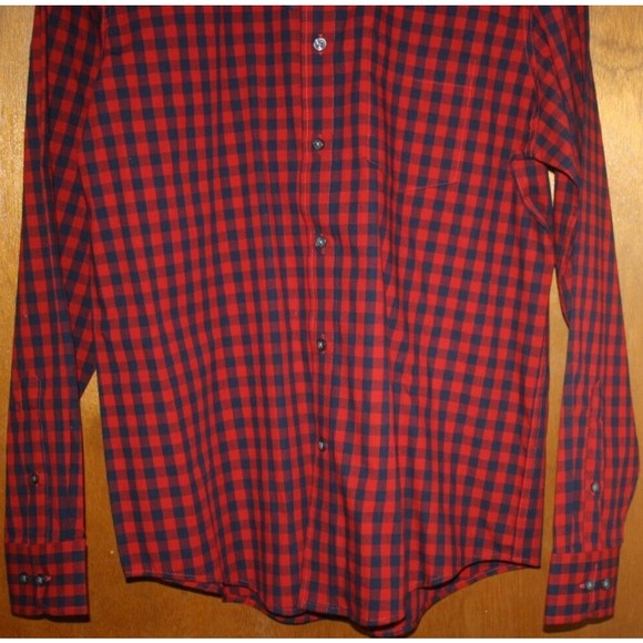 George Red & Black Plaid Mens Shirt Size M (38/40) LS Wrinkle Resistant NWT - Picture 3 of 9